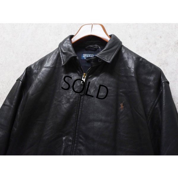 画像3: ビンテージ【ラルフローレン】POLO RALPH LAUREN【黒ｘ裏地ブラックウォッチ】ラムレザー【ジップアップレザーブルゾン】【サイズＭ】 