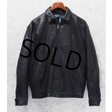 ビンテージ【ラルフローレン】POLO RALPH LAUREN【黒ｘ裏地ブラックウォッチ】ラムレザー【ジップアップレザーブルゾン】【サイズＭ】 