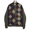 画像1: 90's USA製【St. John's Bay】【セントジョーンズベイ】緑 アーガイル柄【コットンセーター】【サイズL-TALL】<br> (1)