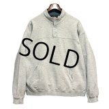 90's ビンテージ【Eddie Bauer】【エディーバウアー】【黒タグ】グレー【無地】【ハーフスナッププルオーバースウェット】【サイズL】 