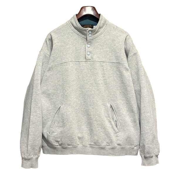 画像1: 90's ビンテージ【Eddie Bauer】【エディーバウアー】【黒タグ】グレー【無地】【ハーフスナッププルオーバースウェット】【サイズL】 