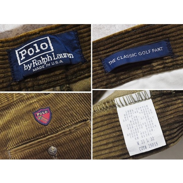 画像2: 程度良好 90's【USA製】ビンテージ【ラルフローレン】POLO RALPH LAUREN【クラシックゴルフパンツ】【ブラウン】【コーデュロイパンツ】【W33】 
