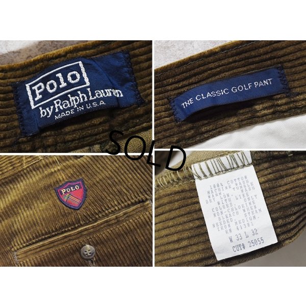 画像2: 程度良好 90's【USA製】ビンテージ【ラルフローレン】POLO RALPH LAUREN【クラシックゴルフパンツ】【ブラウン】【コーデュロイパンツ】【W33】 