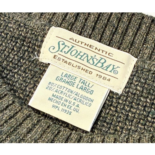 画像2: 90's USA製【St. John's Bay】【セントジョーンズベイ】緑 アーガイル柄【コットンセーター】【サイズL-TALL】 