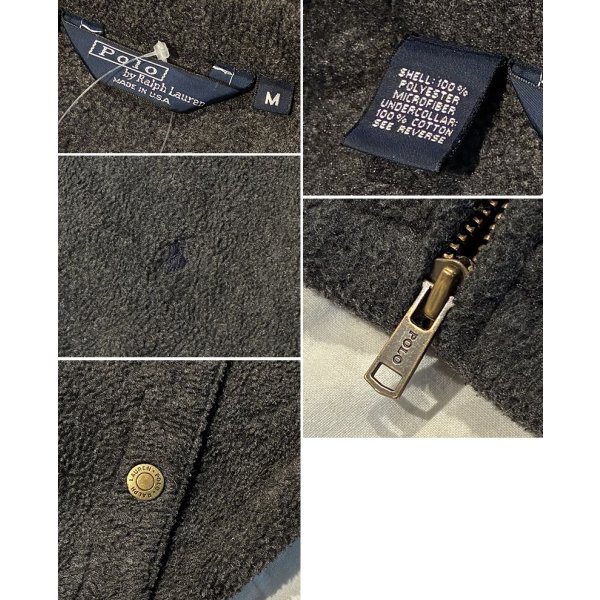 画像2: 90's USA製【ラルフローレン】【POLO RALPH LAUREN】ビンテージ【チャコール】【フリースジップアップジャケット】ブルゾン【スウィングトップ】【サイズM】 
