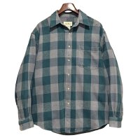 90’ｓ〜【ビンテージ】Eddie Bauer【エディーバウアー】【緑ｘグレー】チェック柄【ネルシャツ】【サイズL】 