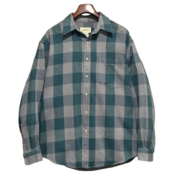 画像1: 90’ｓ〜【ビンテージ】Eddie Bauer【エディーバウアー】【緑ｘグレー】チェック柄【ネルシャツ】【サイズL】 