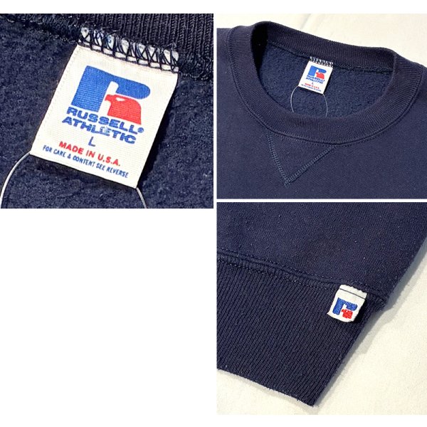 画像2: 90'ｓ【USA製】【RUSSELL】ラッセル 【ビンテージ】紺【無地】【クルーネック】前V スウェット【サイズL】 