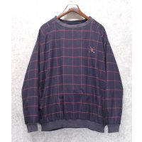 ビンテージ【ラルフローレン】【RALPH LAUREN】【黒×赤】チェック【プルオーバー】裏地フリース【サイズL】 