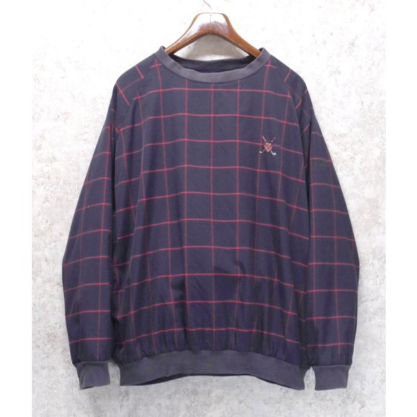 画像1: ビンテージ【ラルフローレン】【RALPH LAUREN】【黒×赤】チェック【プルオーバー】裏地フリース【サイズL】 