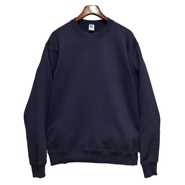 画像1: 90'ｓ【USA製】【RUSSELL】ラッセル 【ビンテージ】紺【無地】【クルーネック】前V スウェット【サイズL】 