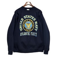 ワンウォッシュ  USA製【ビンテージ】SANTEE SWEAT【U.S.NAVY】 紺【スウェット】【サイズＬ】 