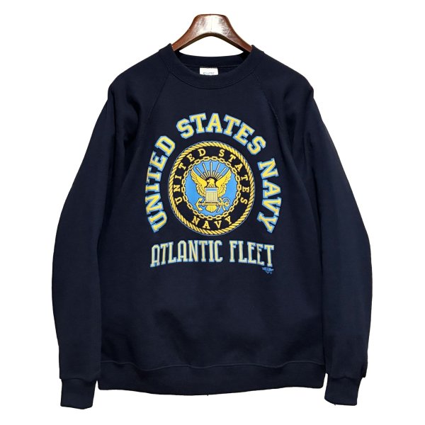 画像1: ワンウォッシュ  USA製【ビンテージ】SANTEE SWEAT【U.S.NAVY】 紺【スウェット】【サイズＬ】 
