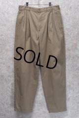 90s~【USA製】ビンテージ【J.Crew】ジェイクルー【ベージュ】2タック【コットンパンツ】チノパン テーパードシルエット【w34】 