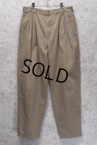 90s~【USA製】ビンテージ【J.Crew】ジェイクルー【ベージュ】2タック【コットンパンツ】チノパン テーパードシルエット【w34】 