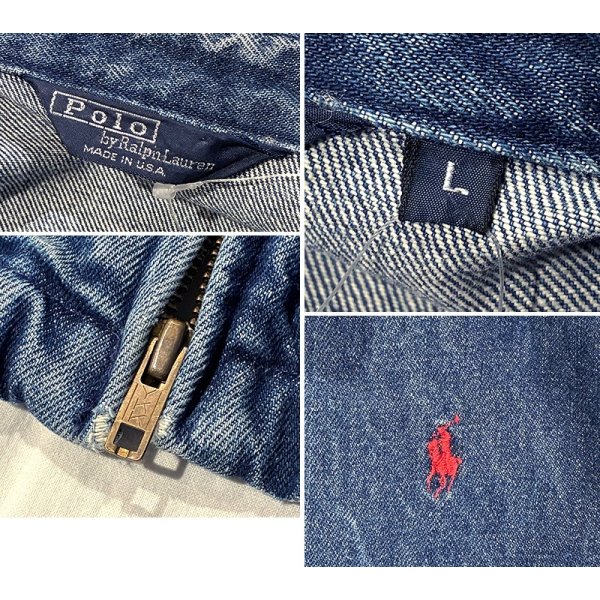 画像2: 80's USA製 ビンテージ【ラルフローレン】【RALPH LAUREN】【デニム】コットン【スウィングトップ】【ジップアップブルゾン】【サイズＬ】 