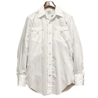 70's【H BAR C】 ビンテージ 【エイチバーシー】【白】ストライプ【スナップボタン】【ウエスタンシャツ】【15-33】  