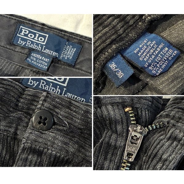 画像2: ビンテージ【ラルフローレン】POLO RALPH LAUREN【チャコール】ANDREW PANTS【２タック】【コーデュロイパンツ】【36×30】 