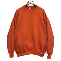 90'ｓ【USA製】【RUSSELL】ラッセル 【ビンテージ】オレンジ【無地】【クルーネック】前V スウェット【サイズXXL】 