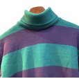画像4: 〜90's【USA製】ビンテージ【L.L.Bean】LLビーン【緑ｘ紫】ボーダー【タートルネック】ロンT【レディース古着】【レディースＳ】<br> (4)