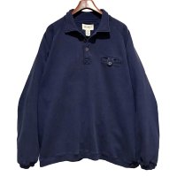 90's〜 ビンテージ【Eddie Bauer】【エディーバウアー】【白タグ】紺【無地】【ポロシャツタイプスウェット】【サイズXL】 