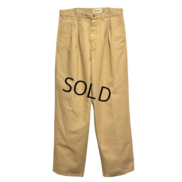 画像1: 90's ビンテージ【Eddie Bauer】【エディーバウアー】【ライトブラウン】２タック【コットンパンツ】【35ｘ30】 