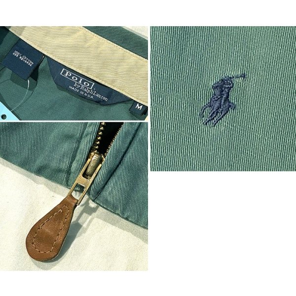 画像2: 90's USA製 ビンテージ【ラルフローレン】【RALPH LAUREN】【緑】コットン【スウィングトップ】【ジップアップブルゾン】【サイズM】 