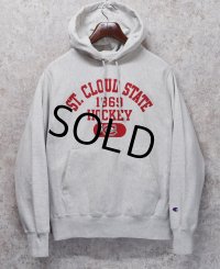 ビンテージ【チャンピオン】【Champion】グレー【ST.CLOUD STATE HOCKEY】ホッケーチーム【プリント】【リバースウィーブパーカー】【サイズS】 