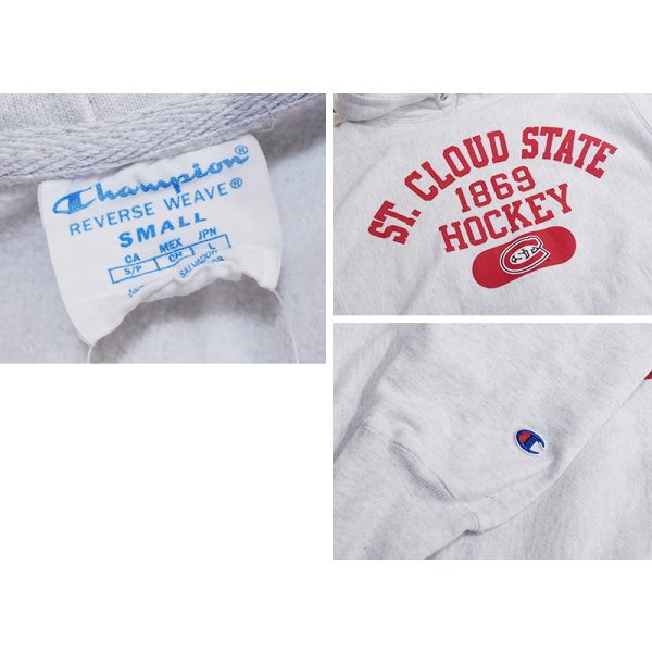 画像2: ビンテージ【チャンピオン】【Champion】グレー【ST.CLOUD STATE HOCKEY】ホッケーチーム【プリント】【リバースウィーブパーカー】【サイズS】 