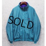 90's【パタゴニア】patagonia ナイロン【シェルドシンチラジャケット 】【エメラルドグリーン×紫】【裏フリースブルゾン】【サイズXL】 
