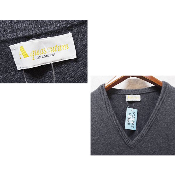 画像2: スコットランド製 ビンテージ【アクアスキュータム】チャコール Vネック【アンゴラウールベスト】【44】 