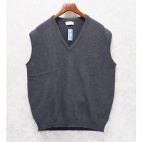 スコットランド製 ビンテージ【アクアスキュータム】チャコール Vネック【アンゴラウールベスト】【44】 