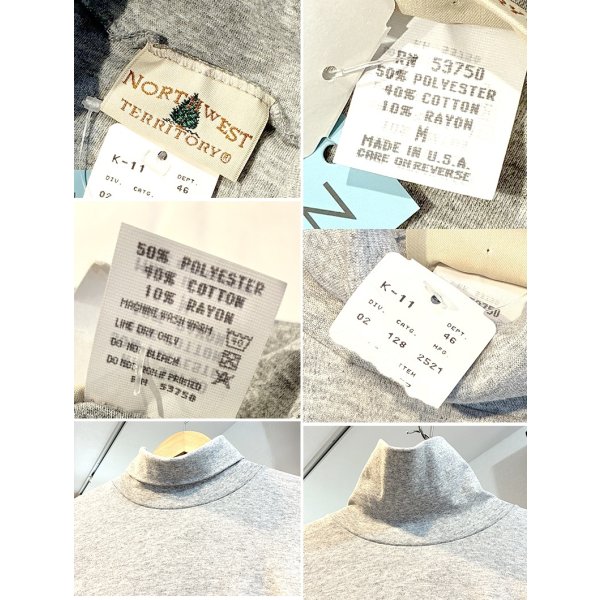 画像2: 未使用 90's【USA製】ビンテージ【North West Territory】ノースウェストテリトリー【グレー】無地【タートルネックロンT】【サイズM】 