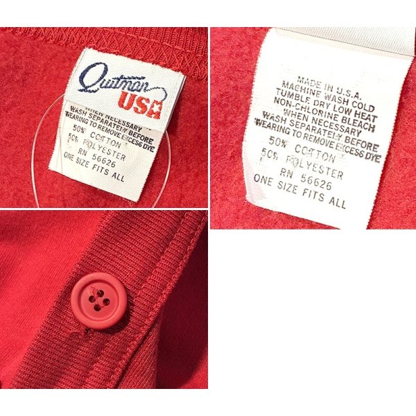 画像2: 【90’s】【USA製】【ビンテージ】【Quitman】クイットマン【赤】無地【スウェットカーディガン】【ワンサイズ】 