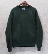 90’ｓ〜【ビンテージ】USA製【ラッセル】PRO COTTON グリーン【緑】無地 前Ｖ スウェット【サイズＭ】 