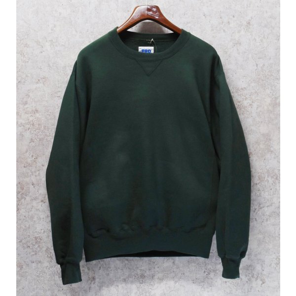 画像1: 90’ｓ〜【ビンテージ】USA製【ラッセル】PRO COTTON グリーン【緑】無地 前Ｖ スウェット【サイズＭ】 