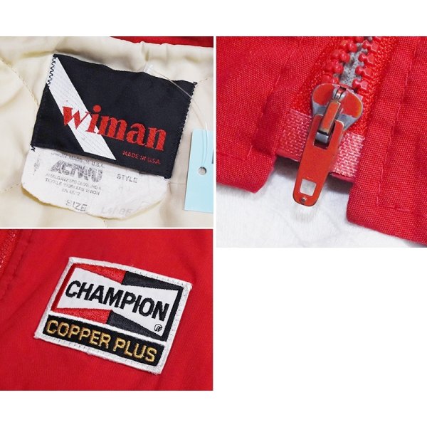 画像2: ~８０’s USA製【ビンテージ】【WIMAN】【Champion】【チャンピオンプラグ】【赤】【ダウンベスト】【サイズL】 