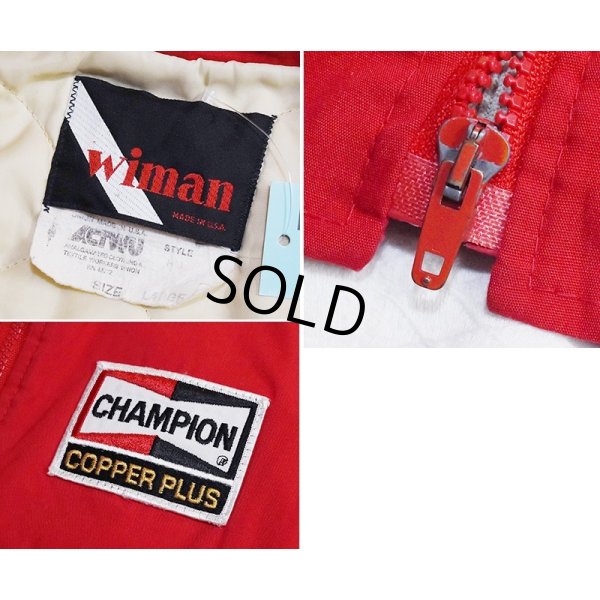 画像2: ~８０’s USA製【ビンテージ】【WIMAN】【Champion】【チャンピオンプラグ】【赤】【ダウンベスト】【サイズL】 