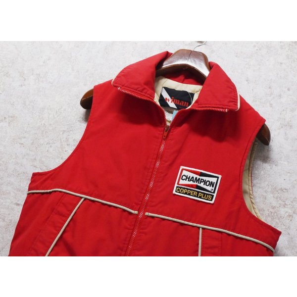 画像3: ~８０’s USA製【ビンテージ】【WIMAN】【Champion】【チャンピオンプラグ】【赤】【ダウンベスト】【サイズL】 