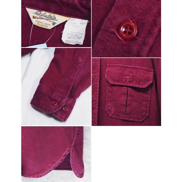 画像2: 〜80’s USA製【ビンテージ】カベラス【cabela's】エンジ シャモアクロスシャツ【サイズL】 