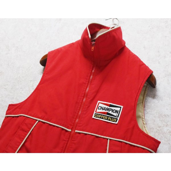 画像4: ~８０’s USA製【ビンテージ】【WIMAN】【Champion】【チャンピオンプラグ】【赤】【ダウンベスト】【サイズL】 