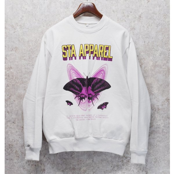 画像1: USA製 ロサンゼルスアパレル【STA Apparel】アゲハ蝶 白【フラミンゴ】スウェット  サイズM 