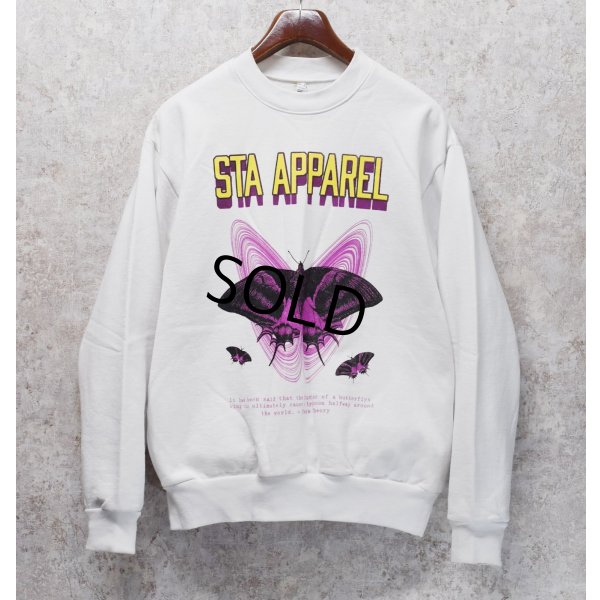 画像1: USA製 ロサンゼルスアパレル【STA Apparel】アゲハ蝶 白【フラミンゴ】スウェット  サイズM 