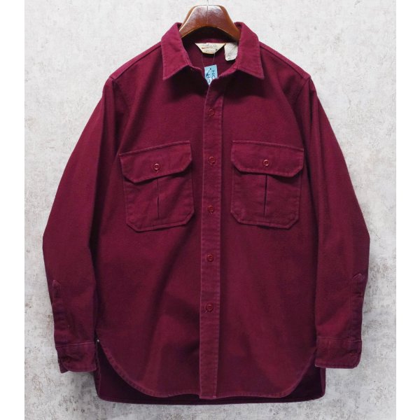 画像1: 〜80’s USA製【ビンテージ】カベラス【cabela's】エンジ シャモアクロスシャツ【サイズL】 