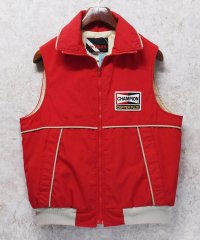 ~８０’s USA製【ビンテージ】【WIMAN】【Champion】【チャンピオンプラグ】【赤】【ダウンベスト】【サイズL】 
