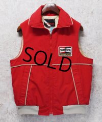 ~８０’s USA製【ビンテージ】【WIMAN】【Champion】【チャンピオンプラグ】【赤】【ダウンベスト】【サイズL】 