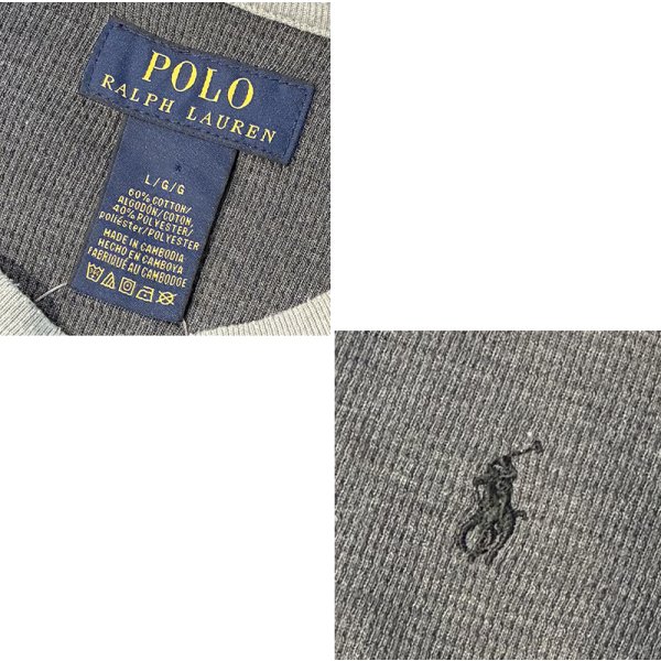 画像2: 【ビンテージ】【PORO RALPH LAUREN】【ラルフローレン】【チャコールｘグレー】ロンT【サーマルロンT】【サイズL】 