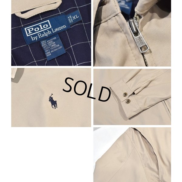 画像2: 【ビンテージ】【ラルフローレン】【POLO RALPH LAUREN】【ベージュｘ裏地紺格子柄】ジップアップ【ブルゾン】スウィングトップ【サイズXL】 