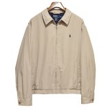 【ビンテージ】【ラルフローレン】【POLO RALPH LAUREN】【ベージュｘ裏地紺格子柄】ジップアップ【ブルゾン】スウィングトップ【サイズXL】 