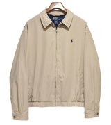 【ビンテージ】【ラルフローレン】【POLO RALPH LAUREN】【ベージュｘ裏地紺格子柄】ジップアップ【ブルゾン】スウィングトップ【サイズXL】 
